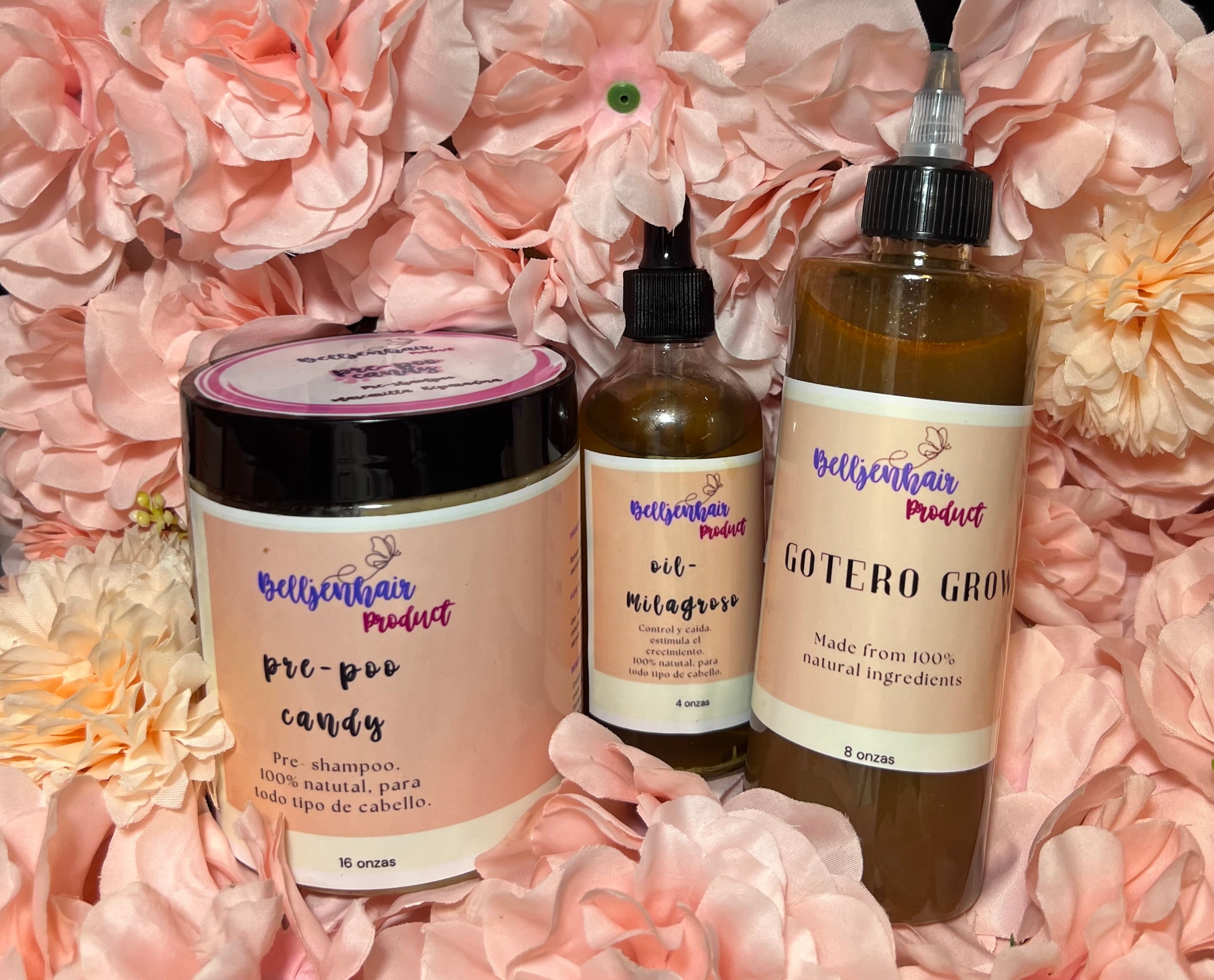 Kit reparador y crecimiento 🌿Pre-poo candy, oil milagroso, gotero grow.